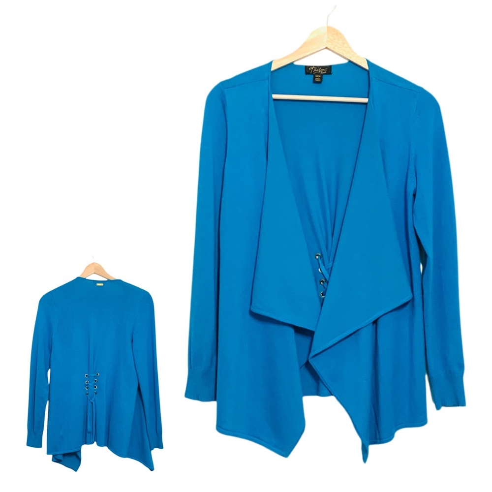 Thalia Sodi Blue Open Front Cardigan w/ Lace up Back Size Small Waterfall Style